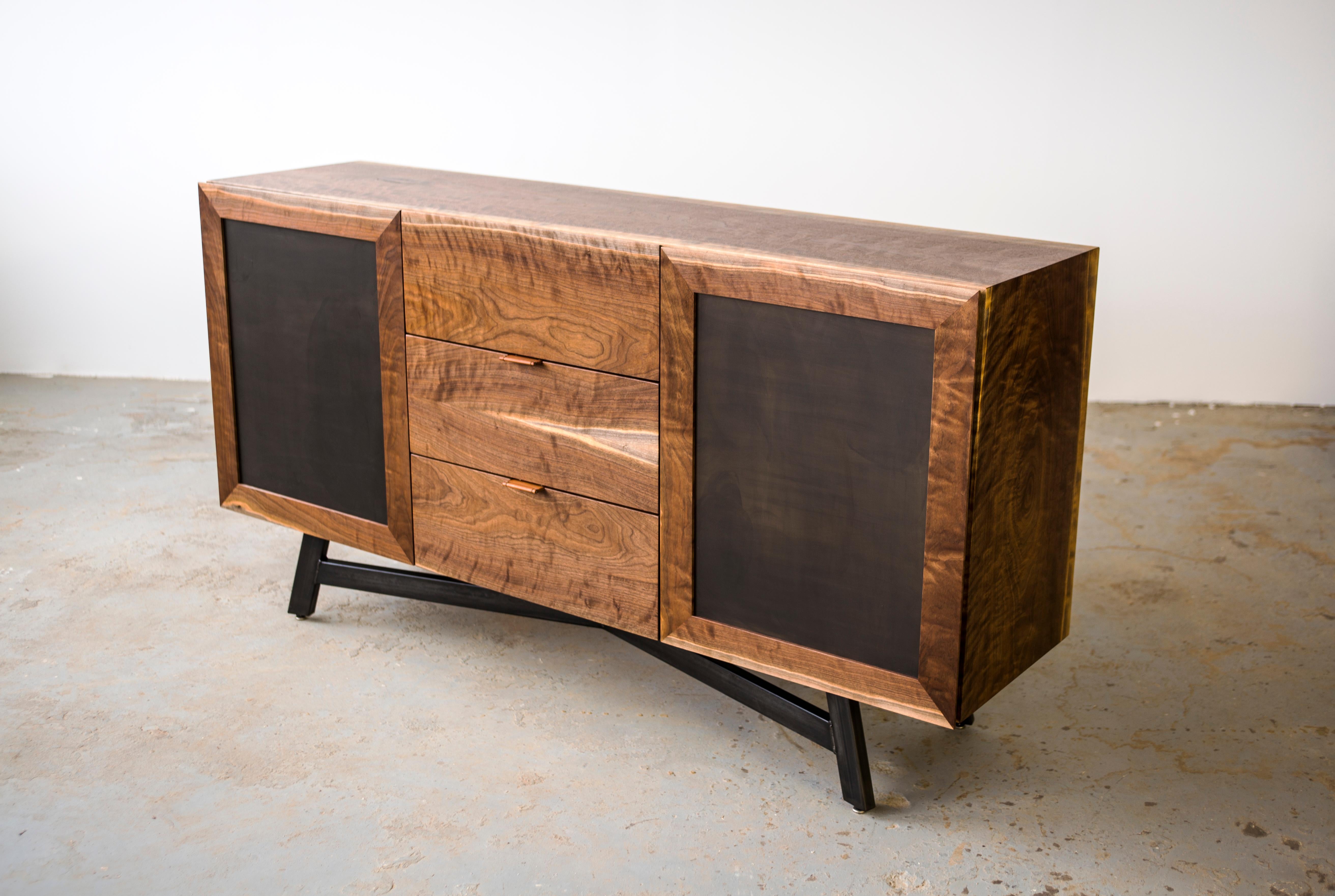 Mid-Century Modern Modern Industry Tabac Series Sideboard in Walnut and Blackened Steel For Sale