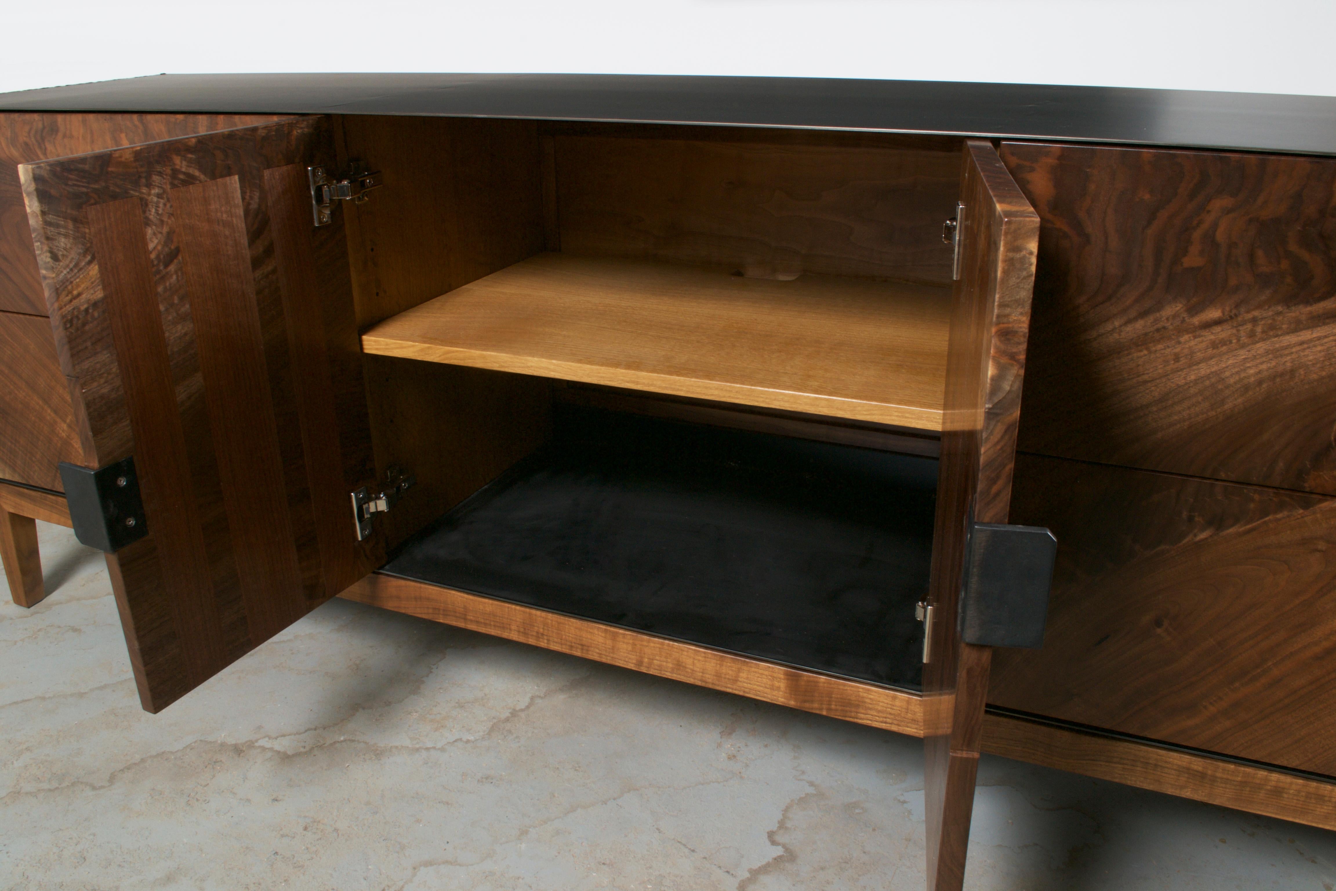 Contemporary Modern Industry Taper Series Media Console with Doors and Drawers