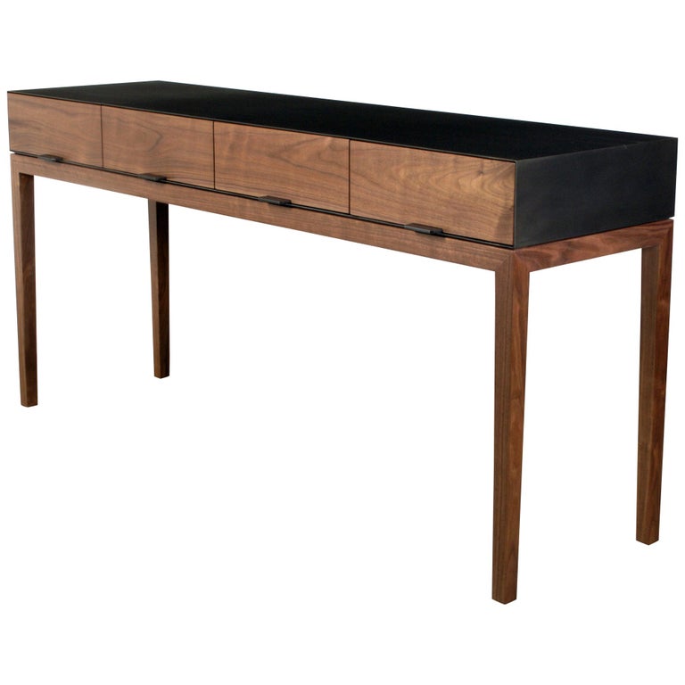 Modern Industry Tapered Leg Console Table With Drawers For Sale At