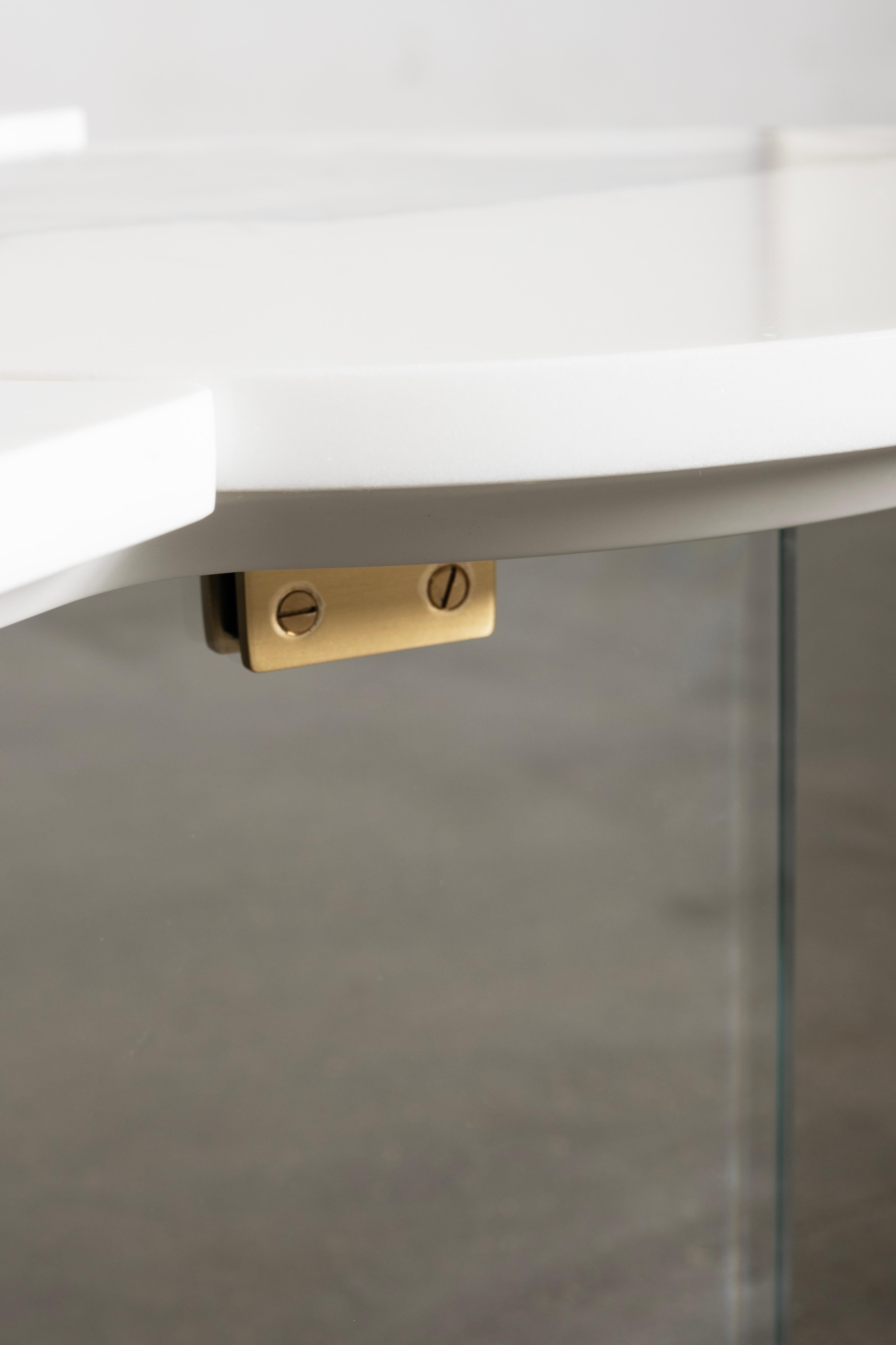 Table basse Infinity moderne du milieu du siècle en marbre statuaire faite à la main par Greenapple en vente 3