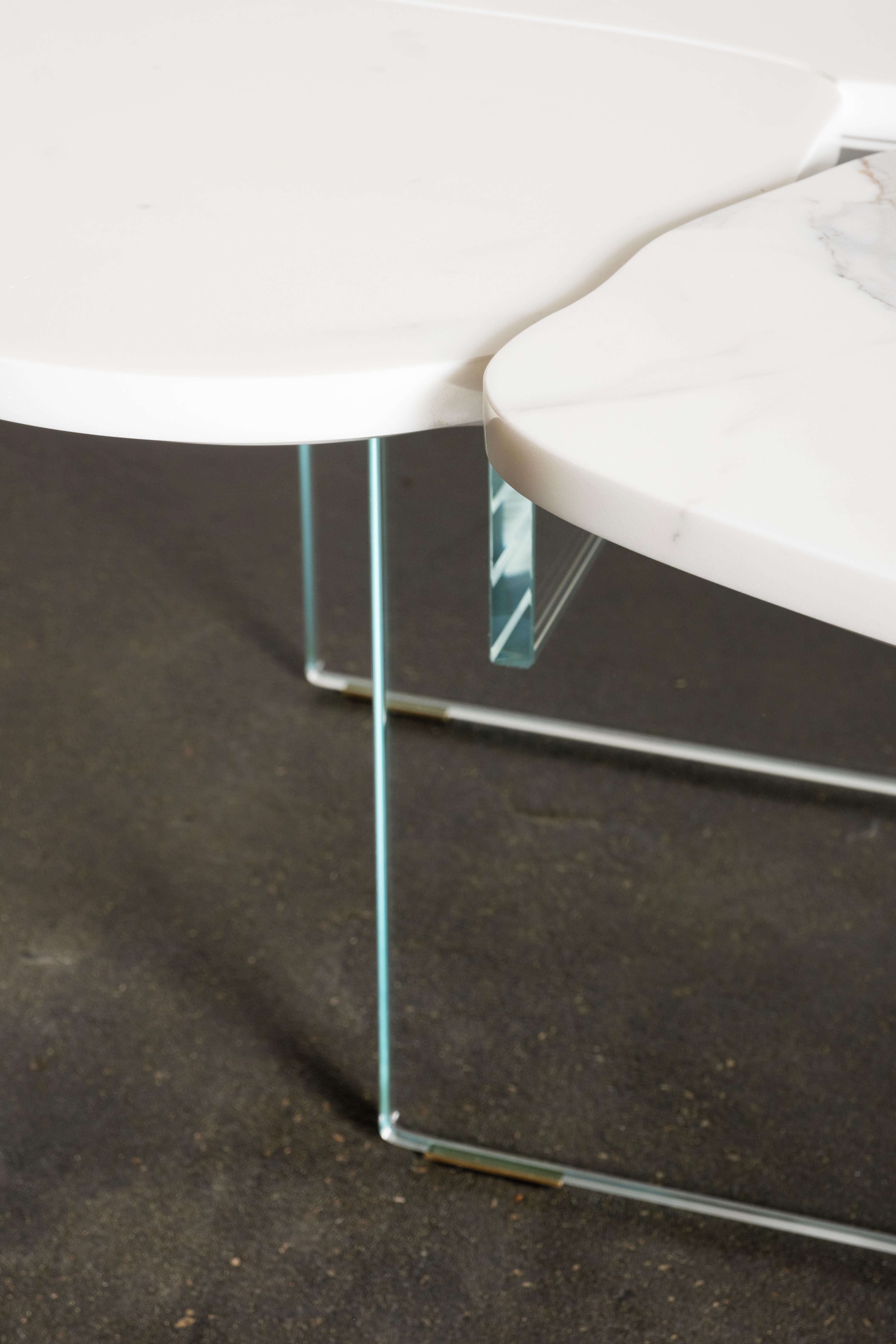 Table basse Infinity moderne du milieu du siècle en marbre statuaire faite à la main par Greenapple en vente 4