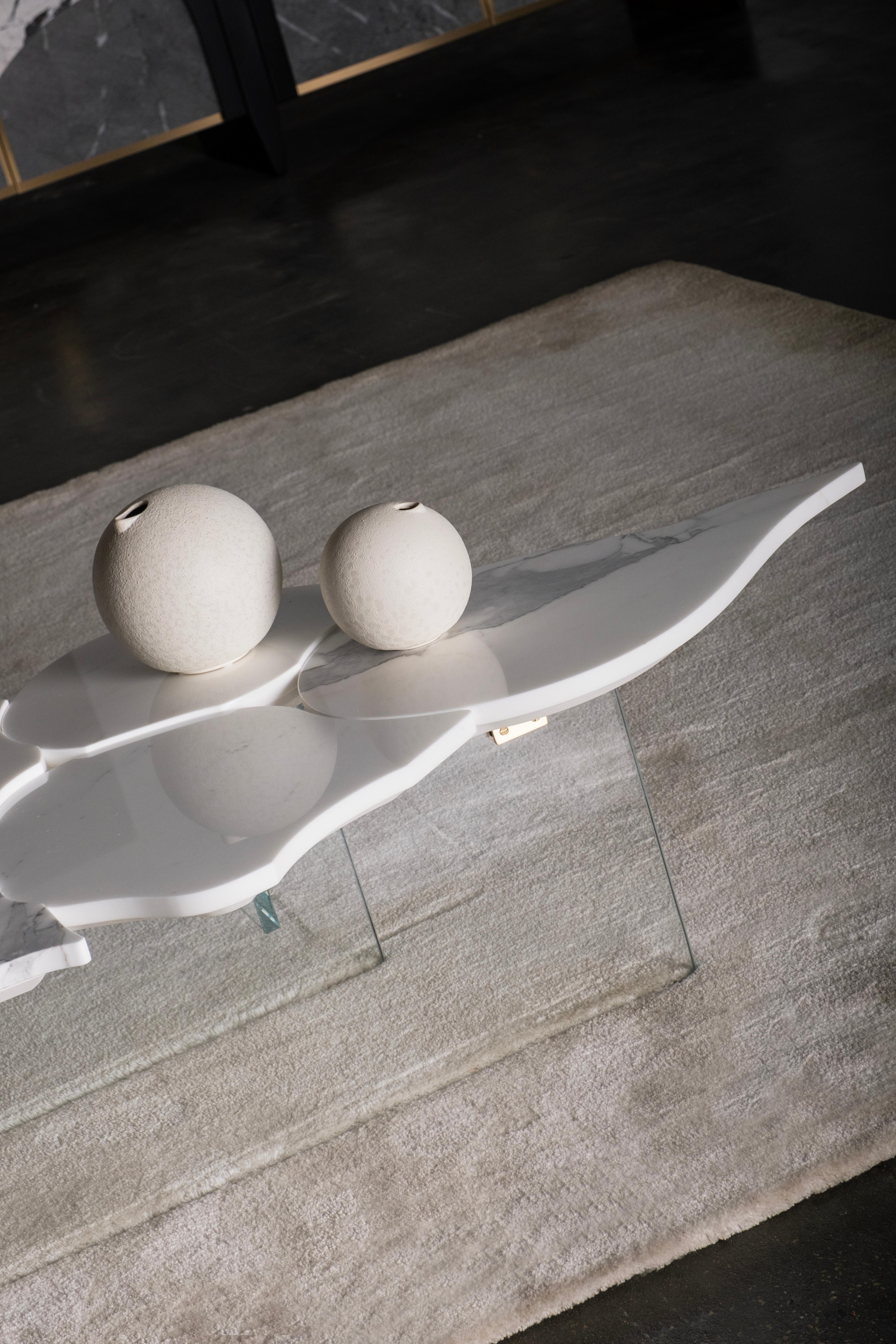 Table basse Infinity moderne du milieu du siècle en marbre statuaire faite à la main par Greenapple en vente 5