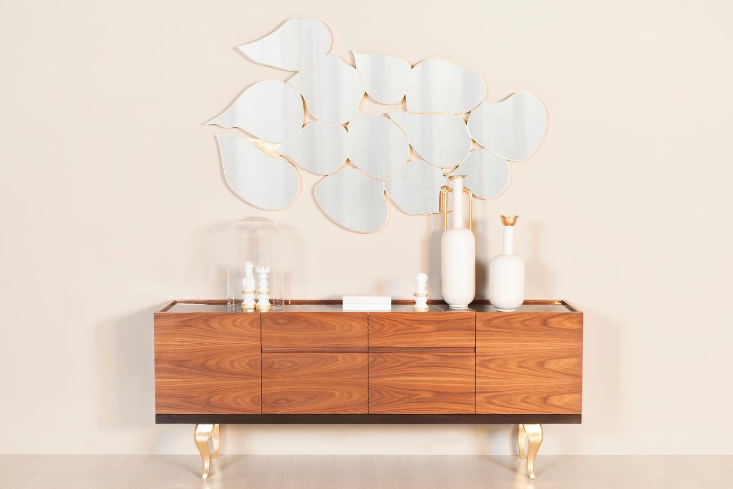 Mid-Century Modern Infinity Wall Mirror, Gold Leaf, Handmade by Greenapple For Sale 8