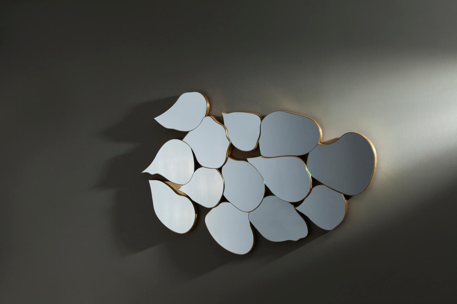 Portuguese Mid-Century Modern Infinity Wall Mirror, Gold Leaf, Handmade by Greenapple For Sale