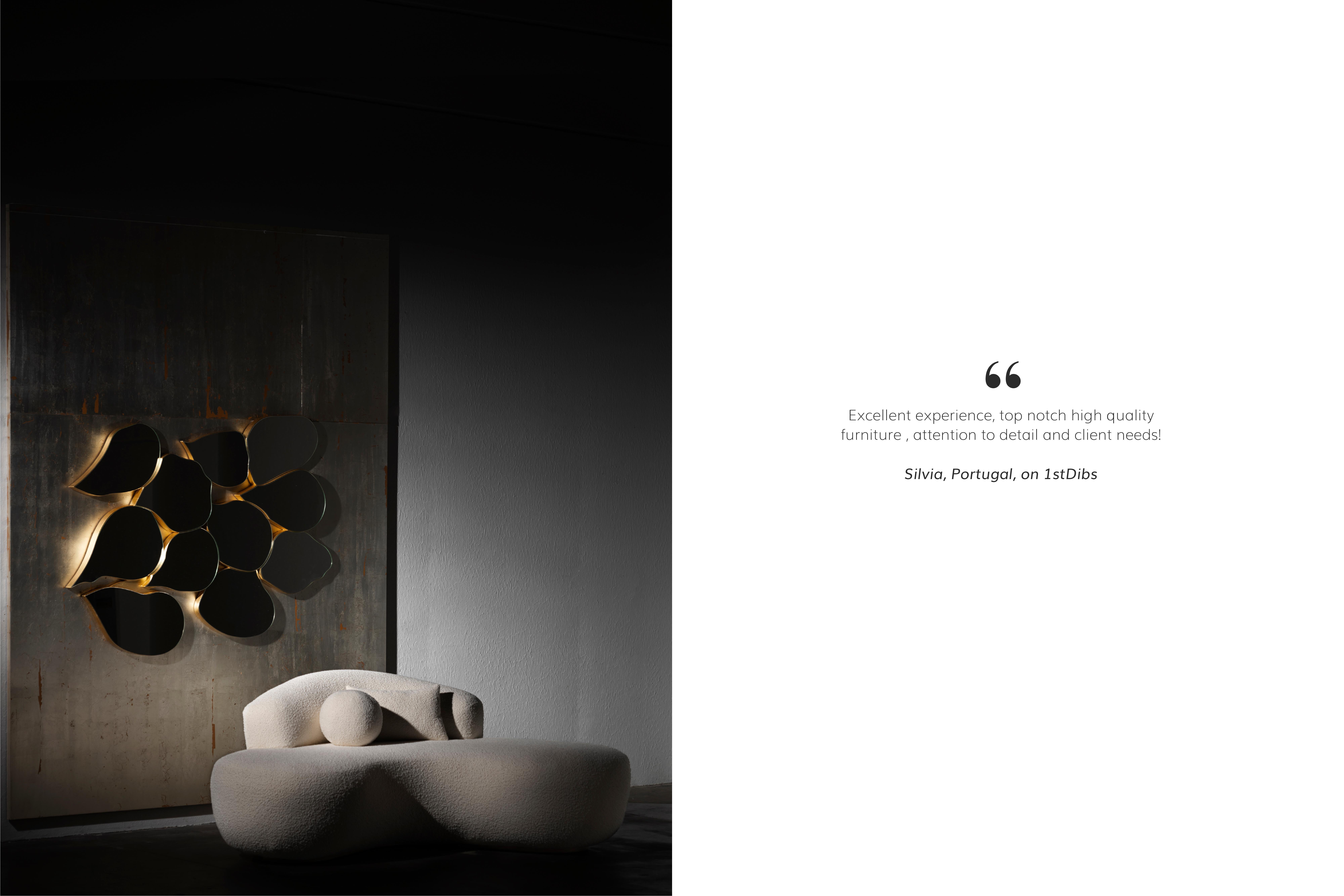 Miroir mural Infinity moderne du milieu du siècle, feuille d'or, fabriqué à la main par Greenapple en vente 1