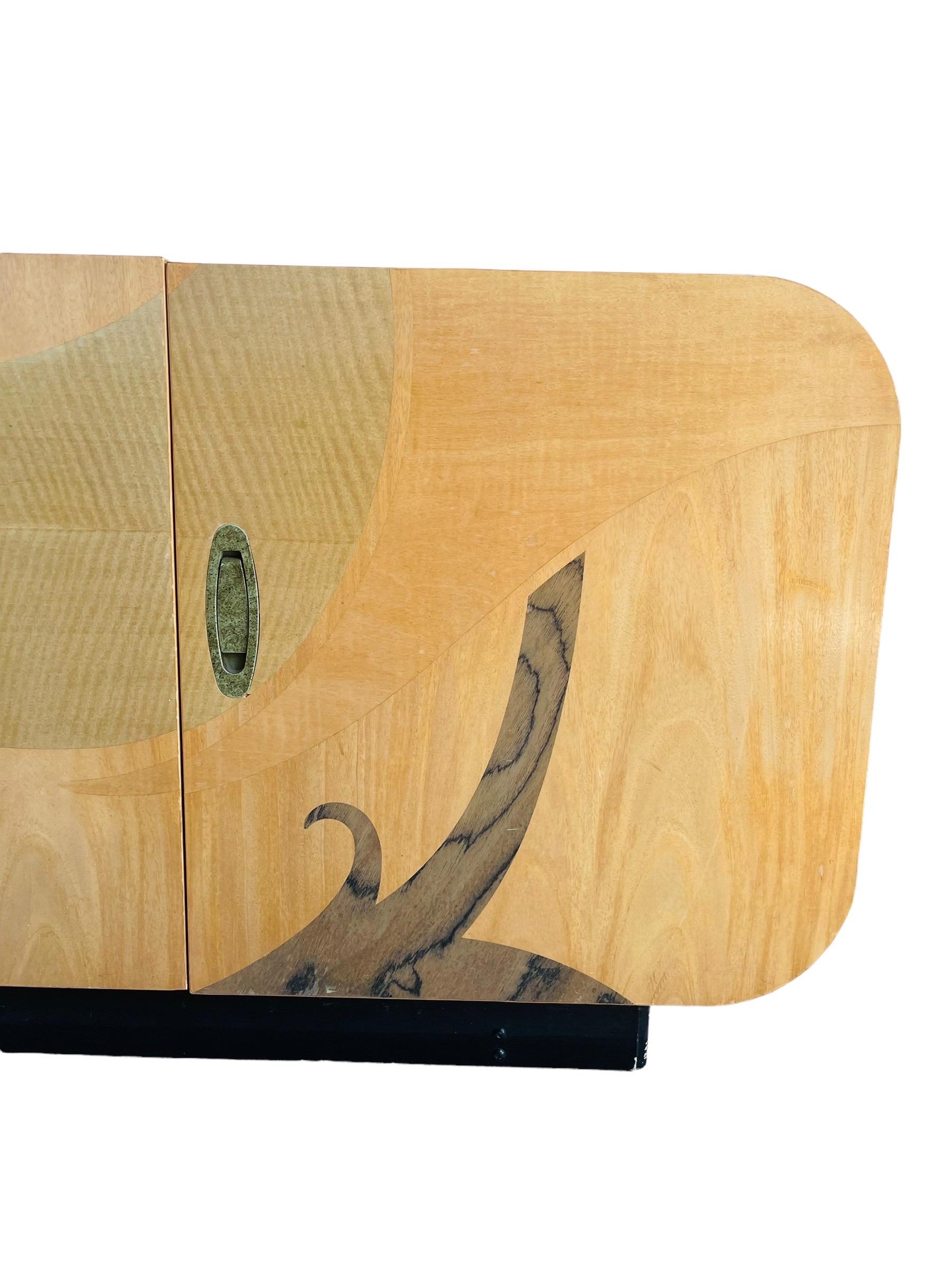 Contemporary Modern Inlaid Beech Wood Credenza by White Furniture 
