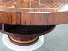66 Inch Round Inlaid French Rosewood Art Deco Dining Table of Unusual Form