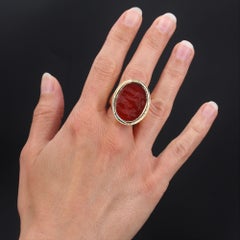 Modern Intaglio on Carnelian 18 Karat Yellow Gold Ring