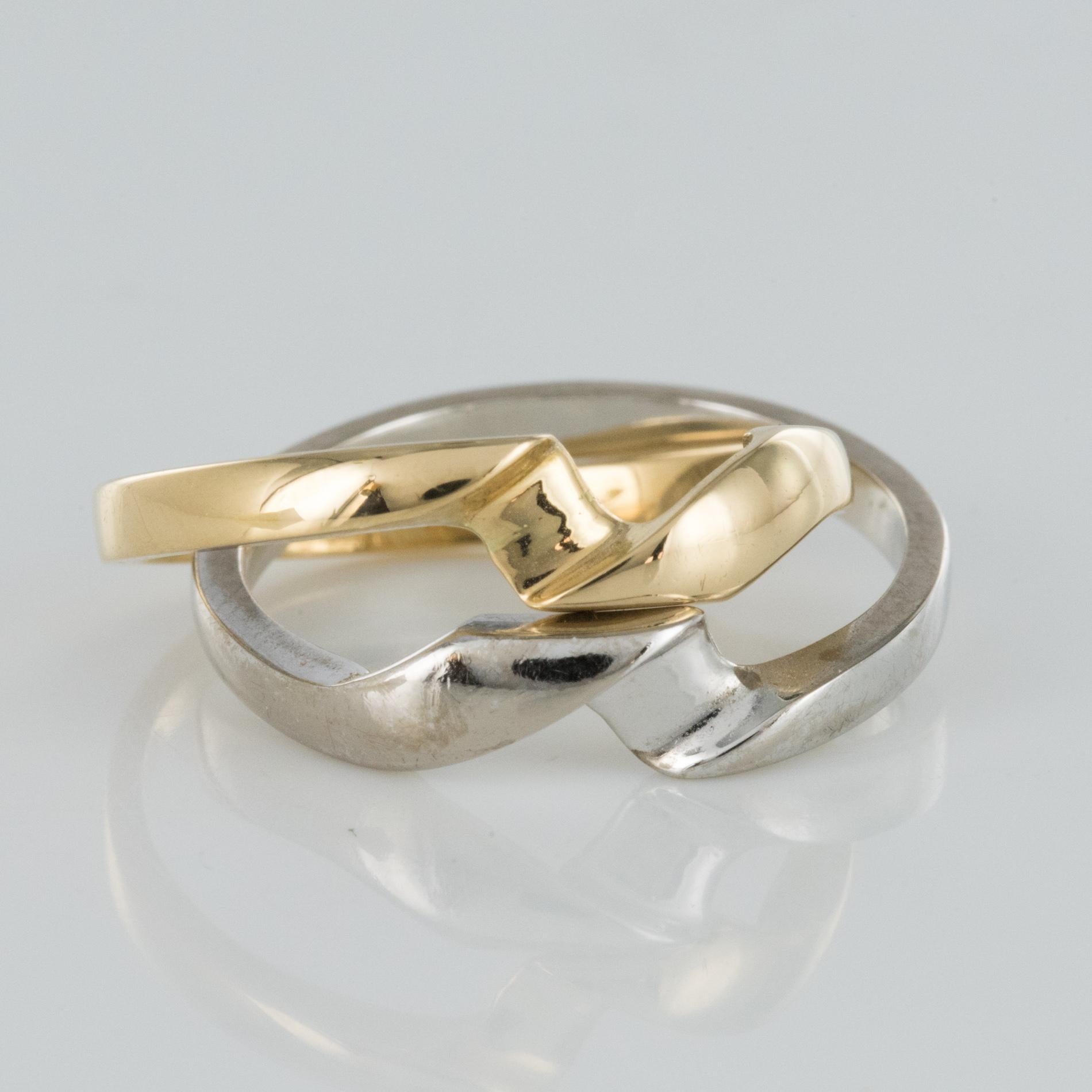 Women's Modern Interlaced Yellow Gold White Gold Wedding Rings