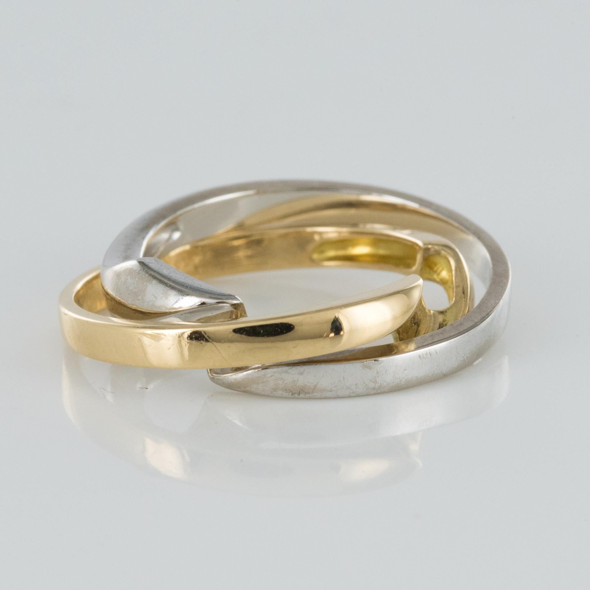Modern Interlaced Yellow Gold White Gold Wedding Rings 1