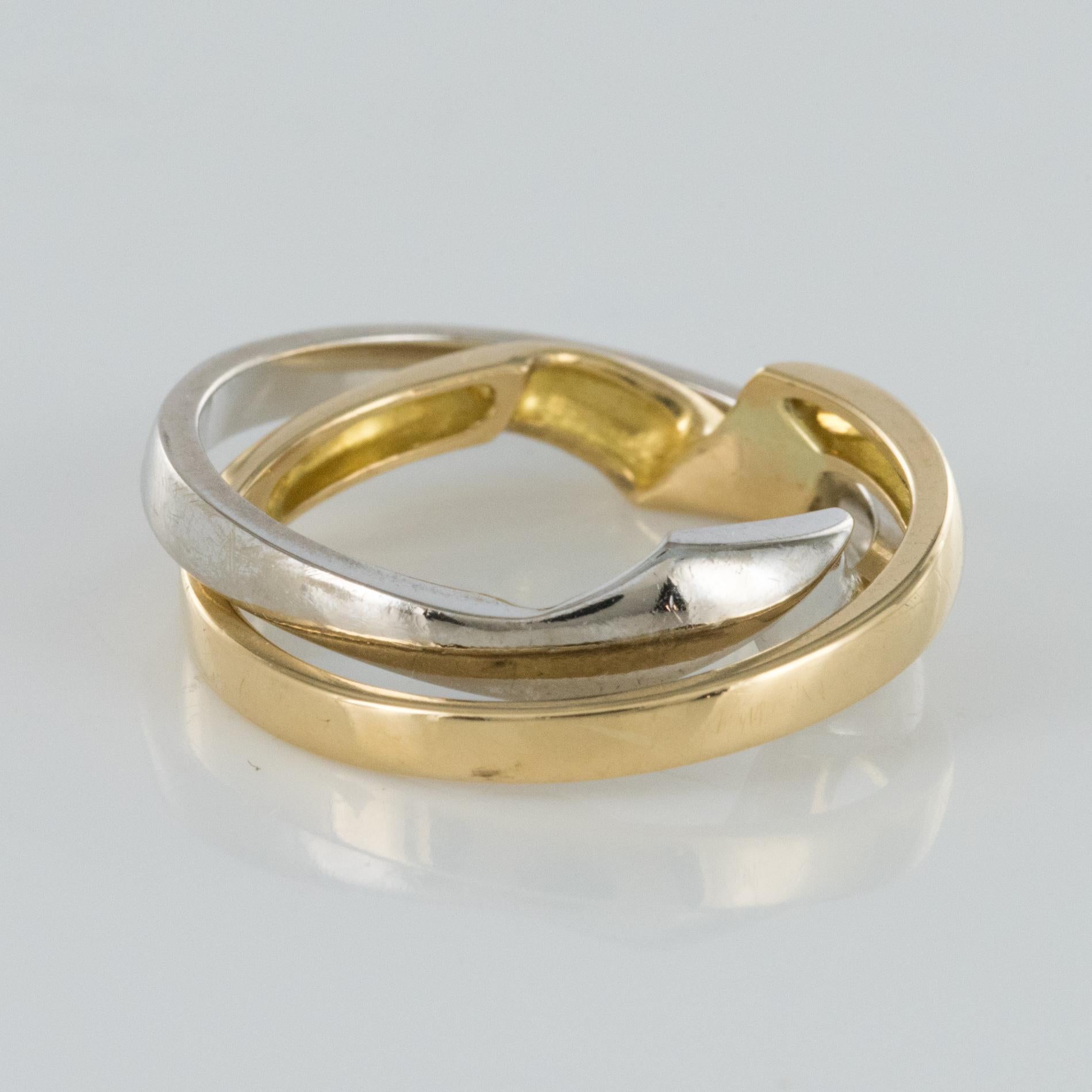 Modern Interlaced Yellow Gold White Gold Wedding Rings 2