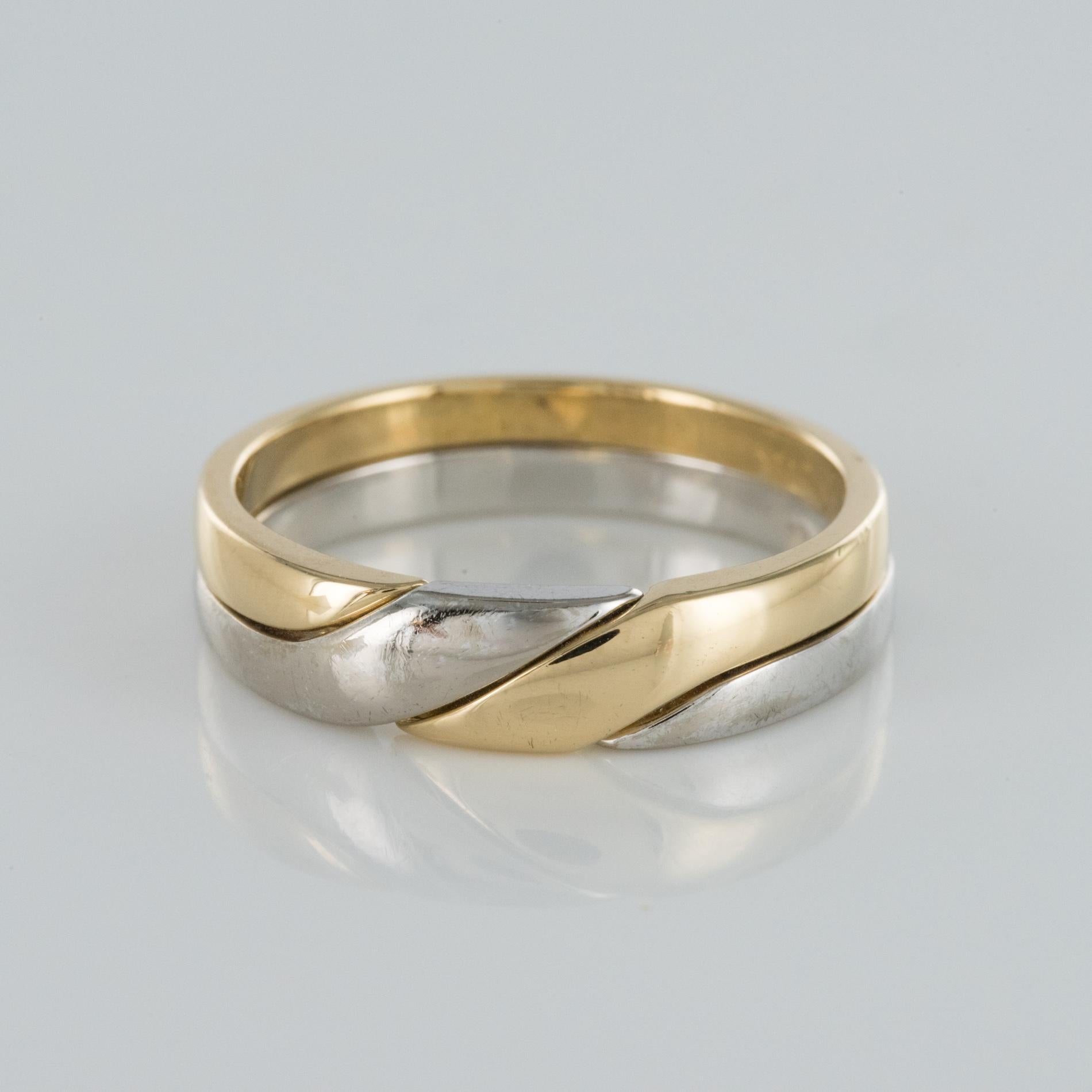 Modern Interlaced Yellow Gold White Gold Wedding Rings 3