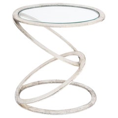 Modern Interlocking Ring Steel & Glass Lamp Table