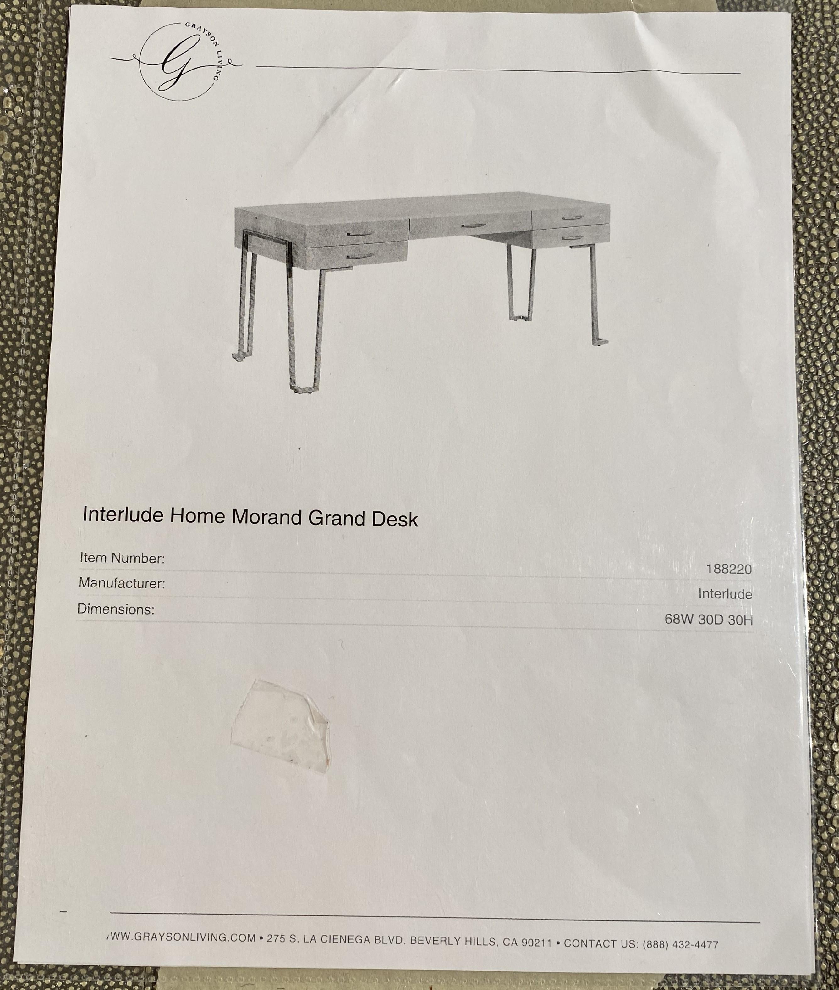 Modern Interlude Morand Grand Desk In Sorrel Gray Faux Shagreen 8