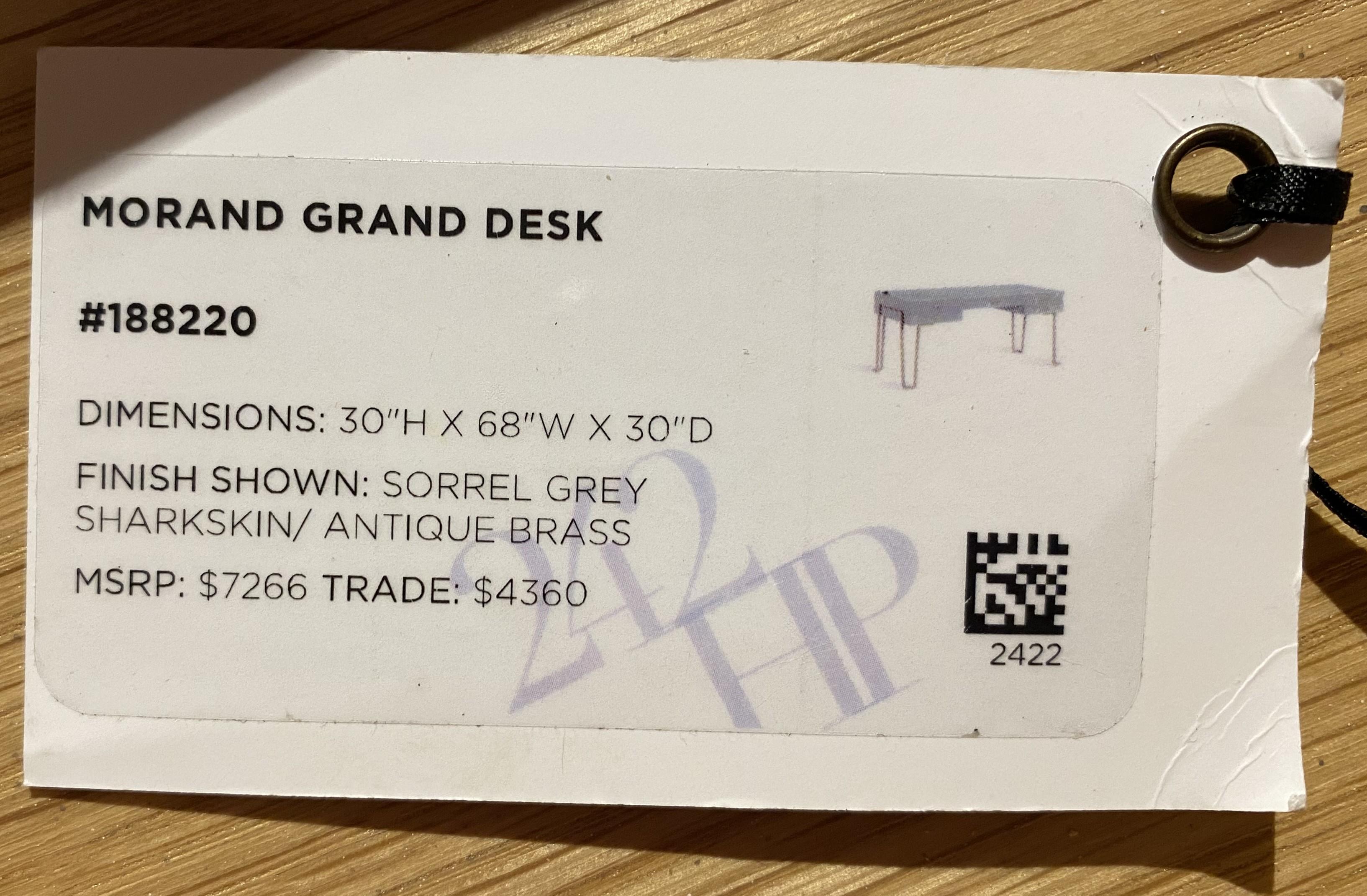 Modern Interlude Morand Grand Desk In Sorrel Gray Faux Shagreen For Sale 1