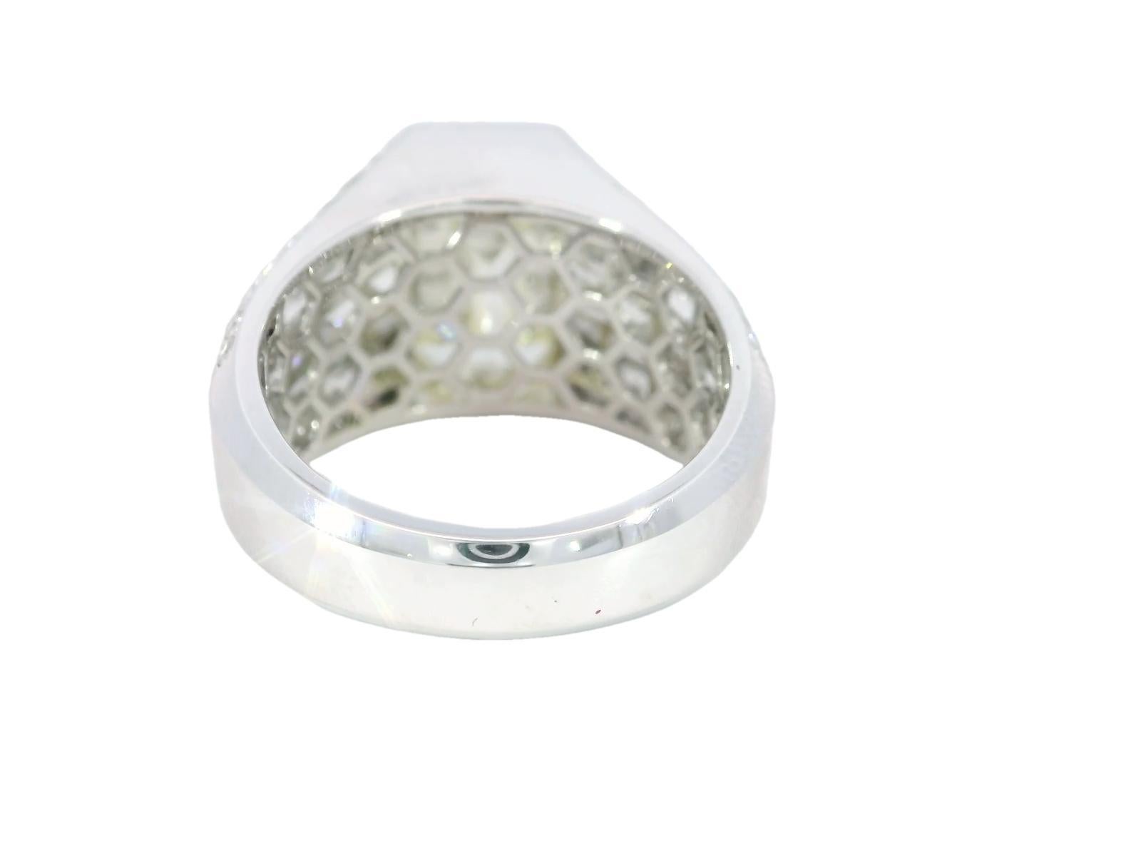 Invisible Set Diamond Emerald Cut Ring ~8.22CTW in 18 Karat White Gold Size 7.5 For Sale 1