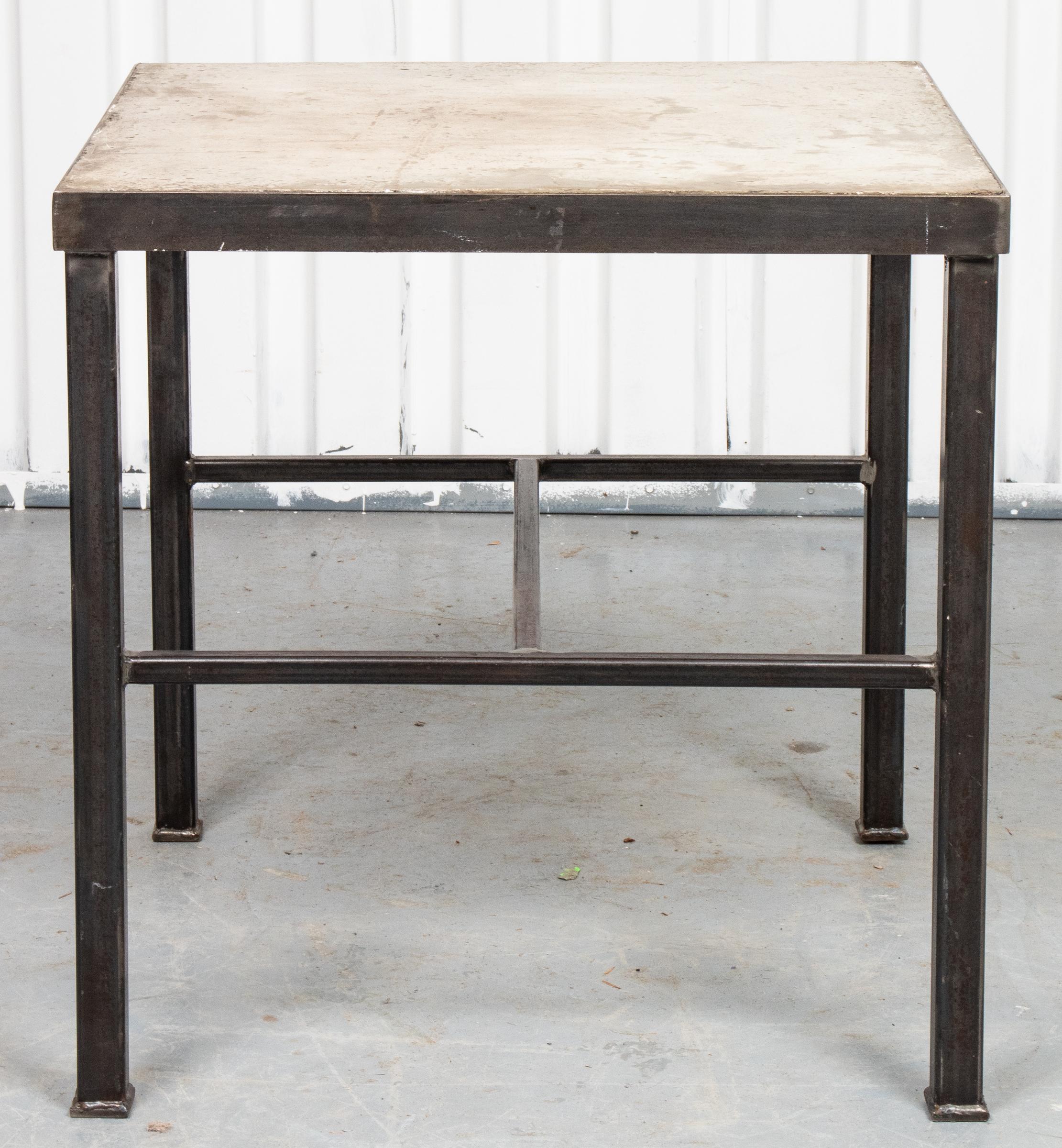 Modern Iron and Cast Stone Side Table In Good Condition In Astoria, NY