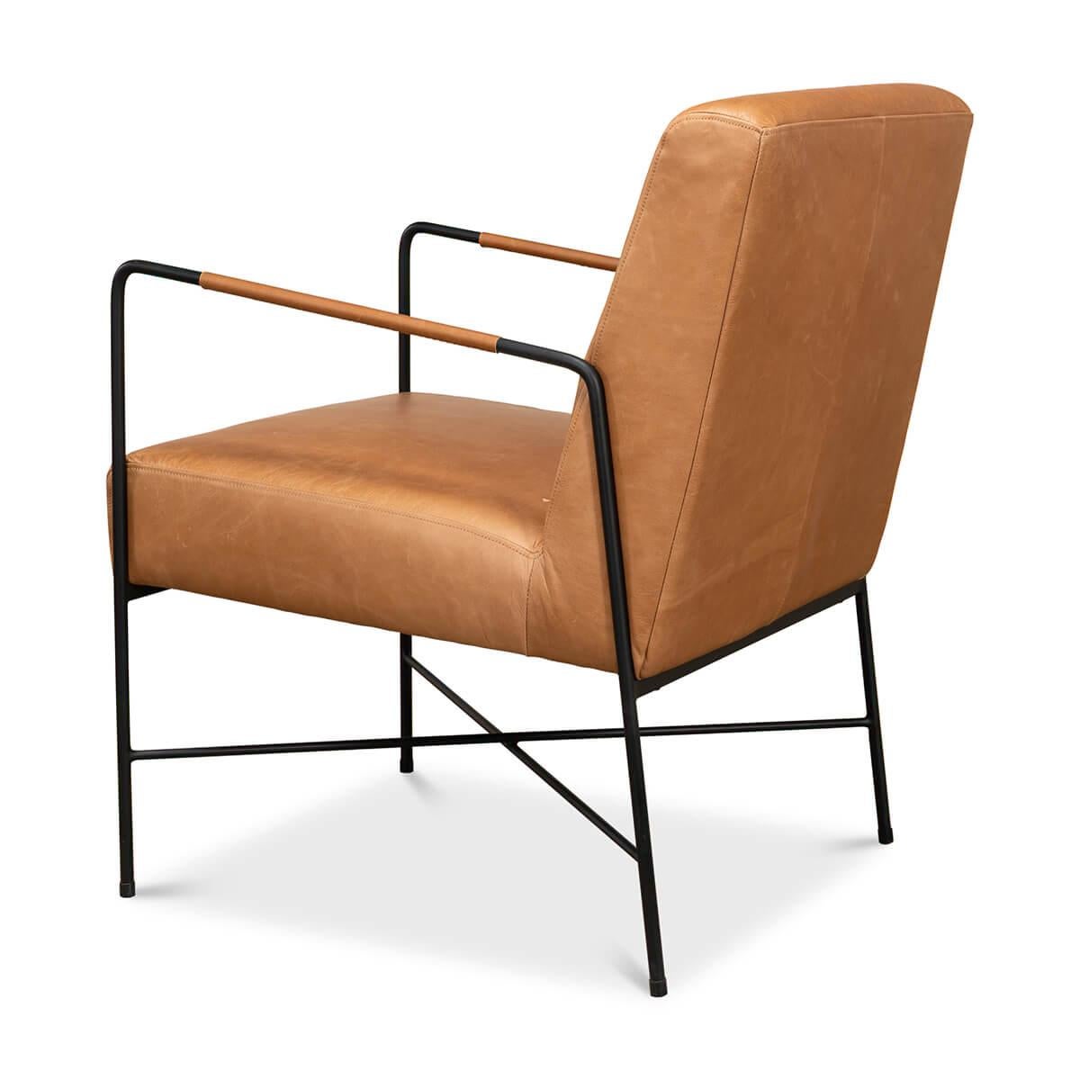 Modern Iron and Leather Armchair In New Condition For Sale In Westwood, NJ