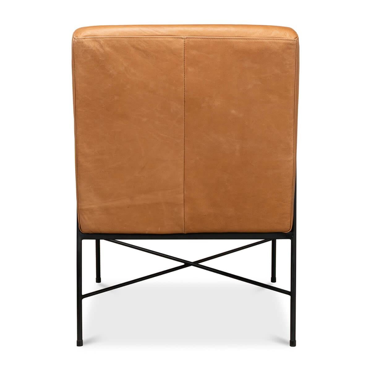 Contemporary Modern Iron and Leather Armchair For Sale