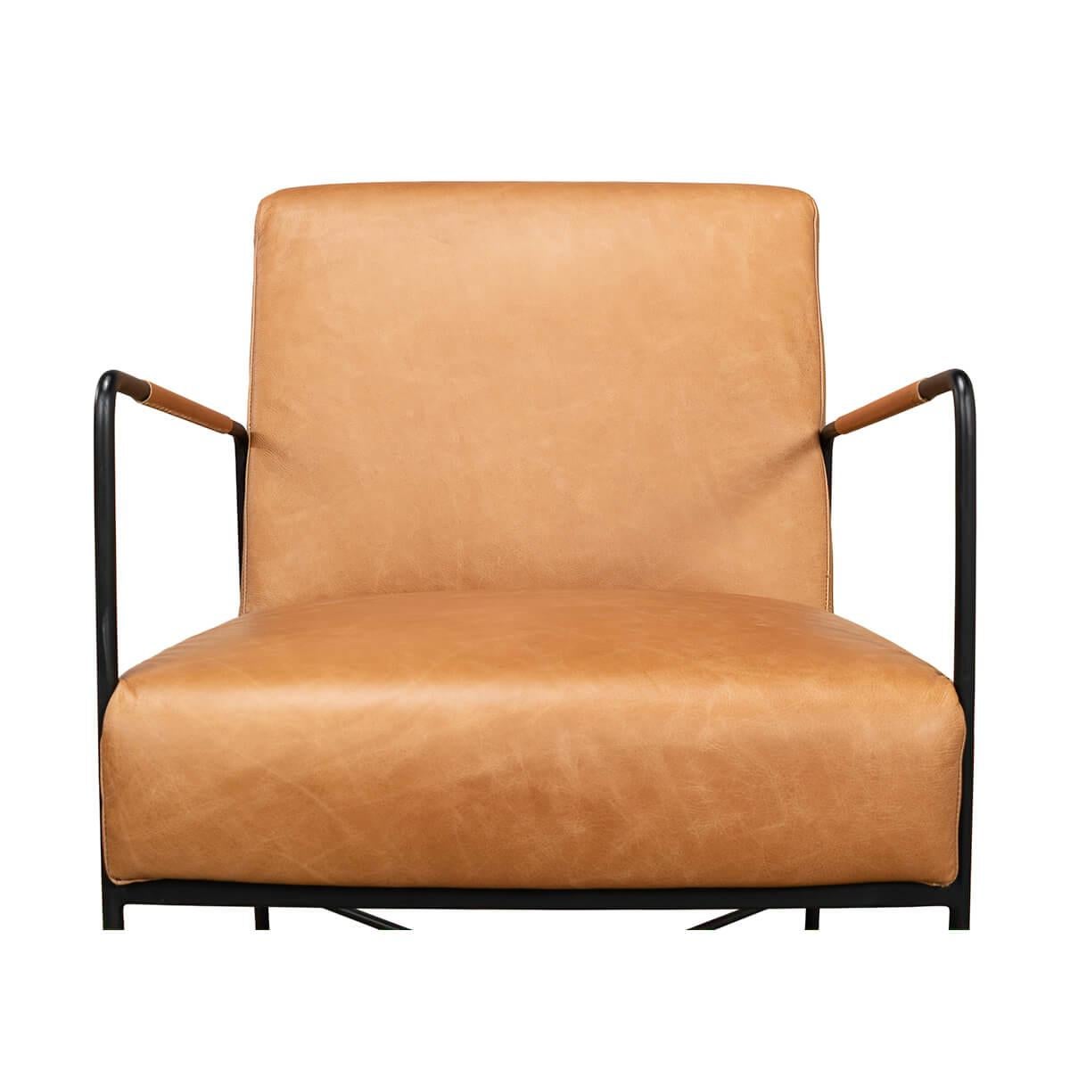 Moderner Sessel aus Eisen und Leder im Angebot 1