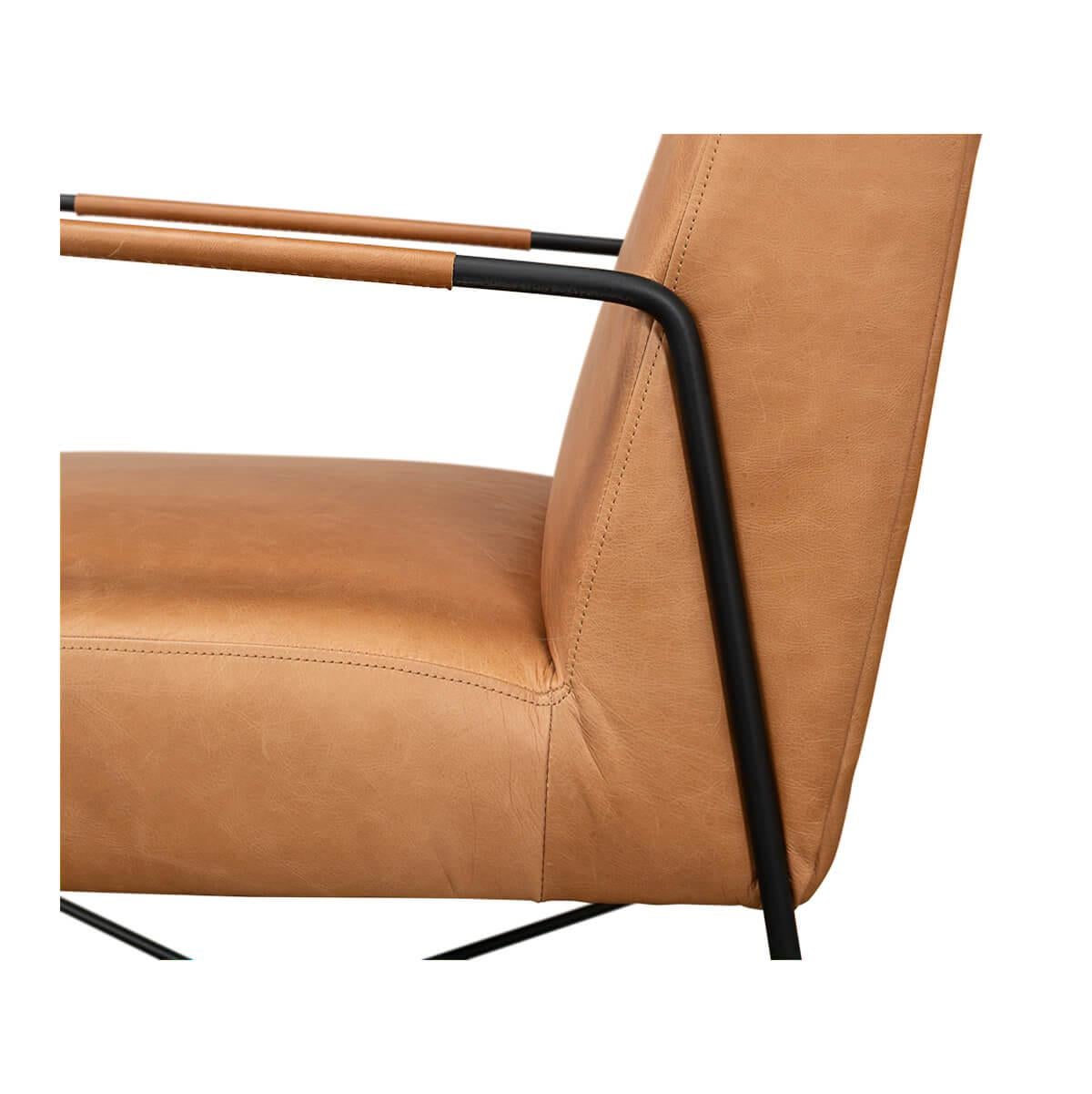 Moderner Sessel aus Eisen und Leder im Angebot 2