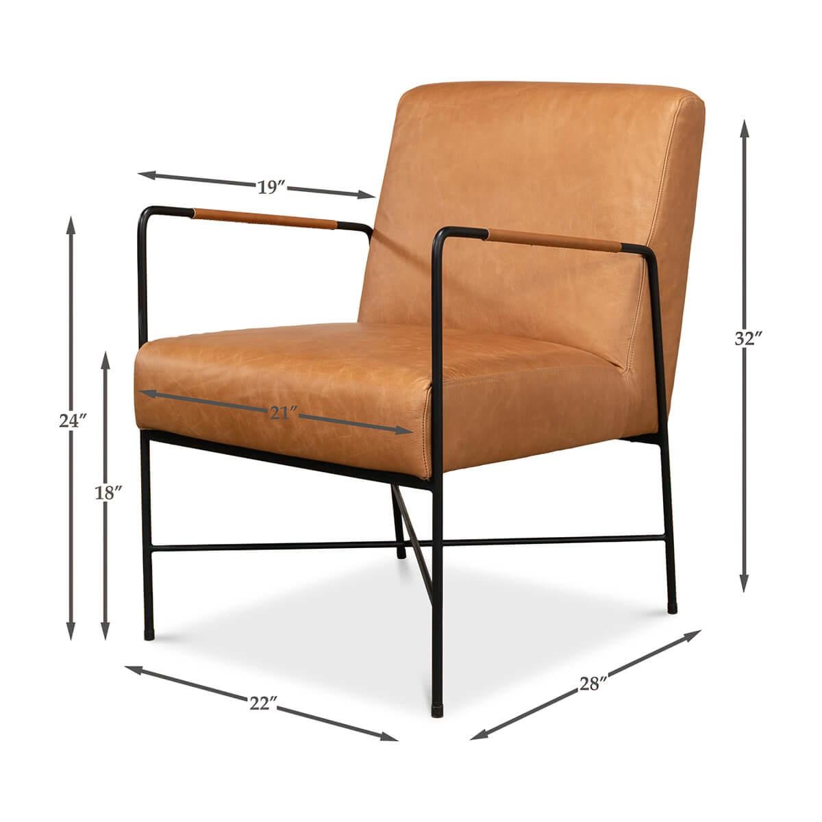 Moderner Sessel aus Eisen und Leder im Angebot 3