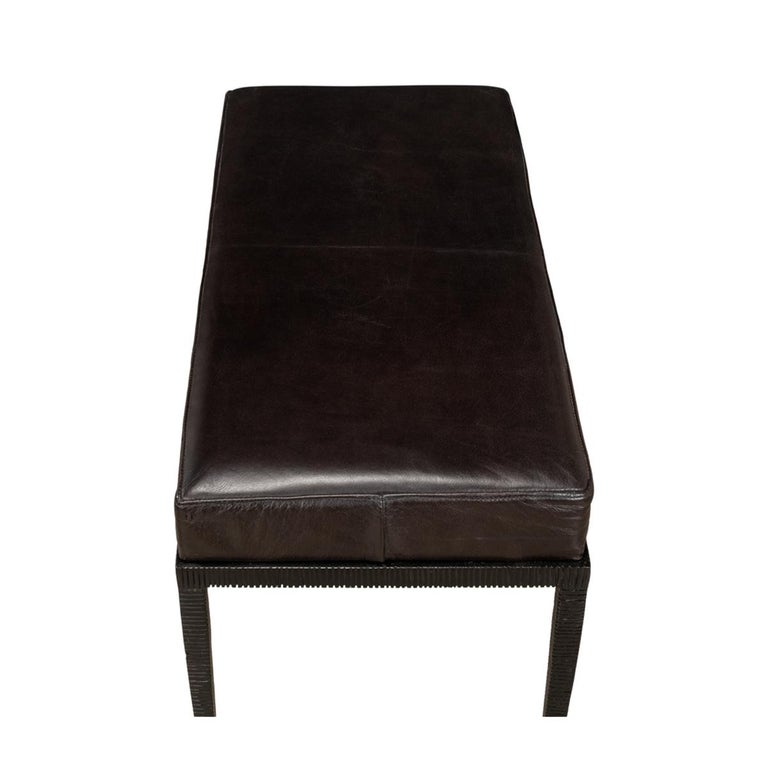 Modern Iron and Leather Bench For Sale at 1stDibs