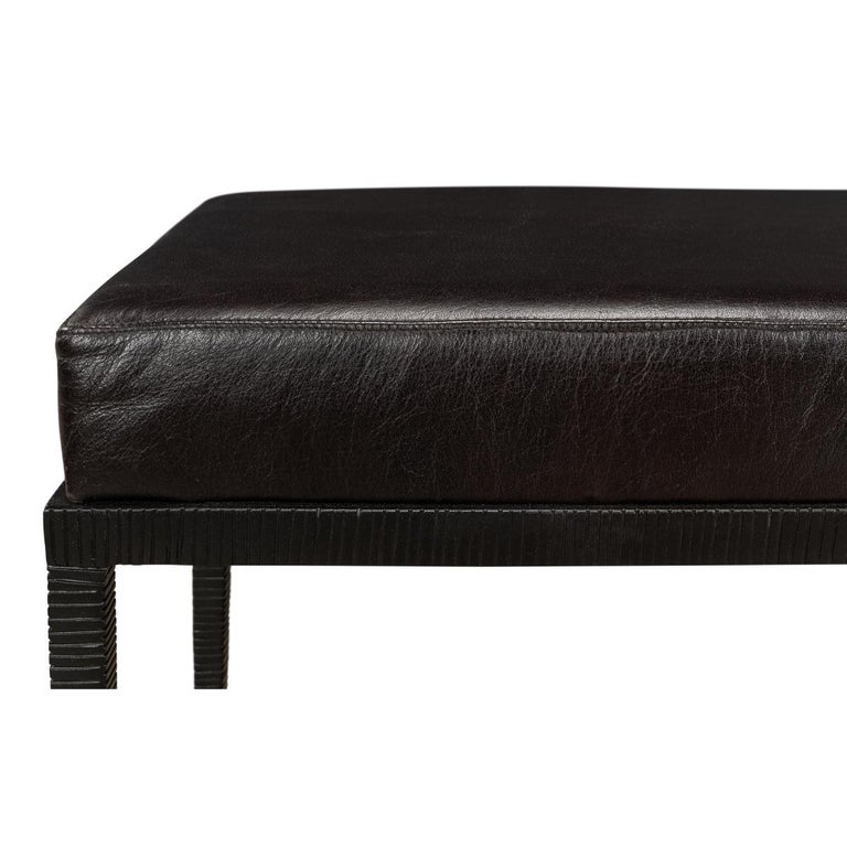 Modern Iron and Leather Bench For Sale at 1stDibs