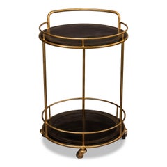 Modern Iron and Leather Serving Side Table Cart