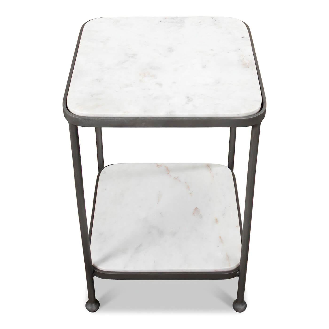 Modern Iron and Marble Accent Table In New Condition For Sale In Westwood, NJ