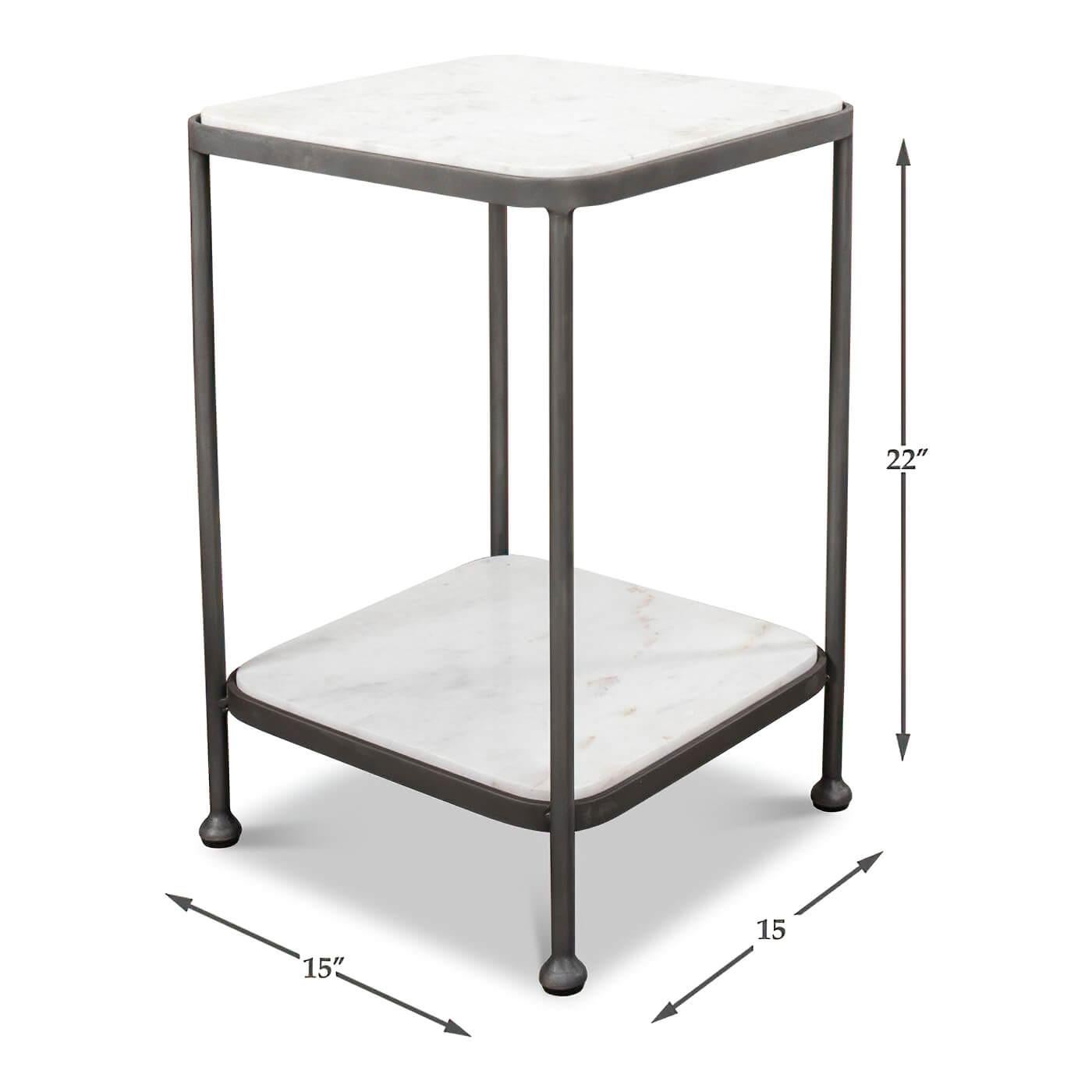 Contemporary Modern Iron and Marble Accent Table For Sale