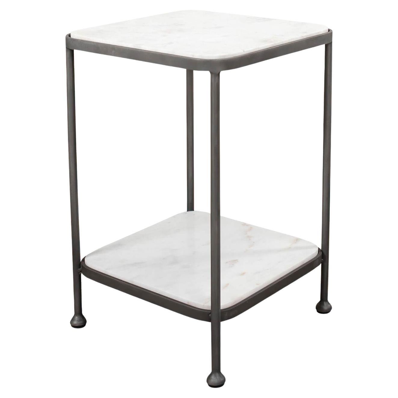 Modern Iron and Marble Accent Table For Sale
