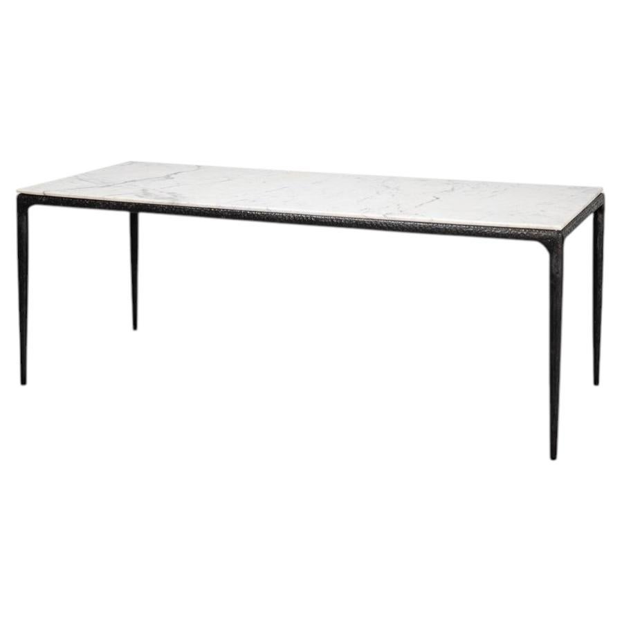 Modern Iron and Marble Dining Table For Sale