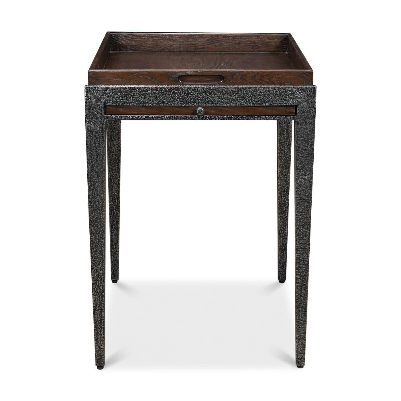 Industrial Modern Iron and Oak End Table