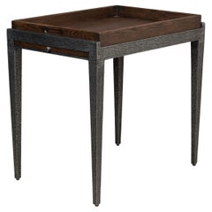 Modern Iron and Oak End Table