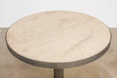Modern Iron and Travertine Limestone Centre or Pub Table