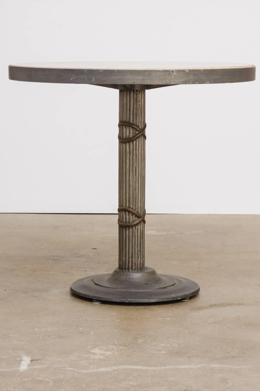 Modern Iron and Travertine Limestone Centre or Pub Table 3