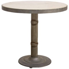 Modern Iron and Travertine Limestone Centre or Pub Table