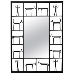 Modern Iron Figures Mirror by Frederick Weinberg, Offered by La Porte
