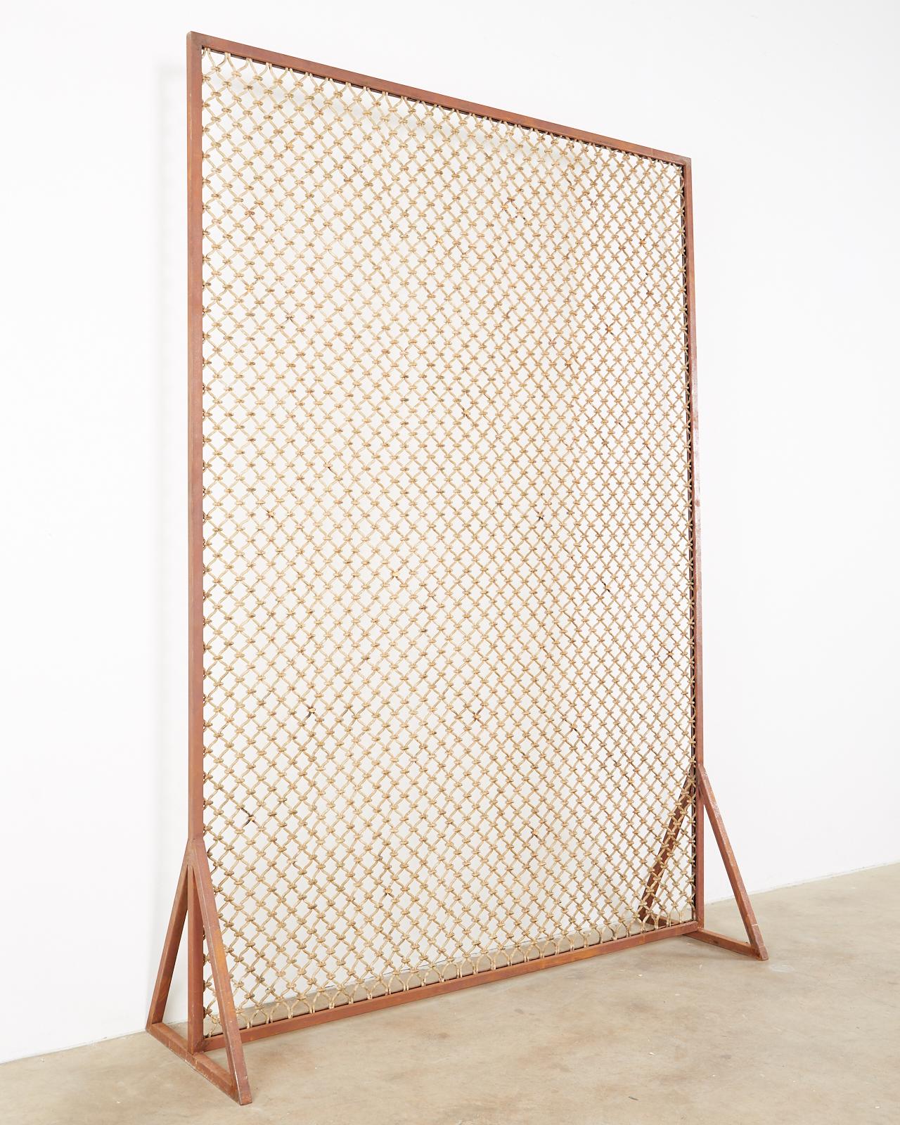 Hand-Crafted Modern Iron Screen Sculpture with Arabesque Design