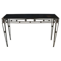 Modern Iron Top Black Console With Sphere Details