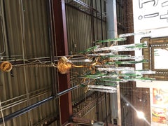 Modern Iron Tree Branch Chandelier with Glass Teardrops by Serip