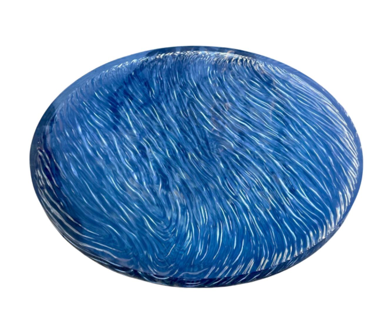 Modern Ironies Blue Wave Lacquer Resin Coffee Table.