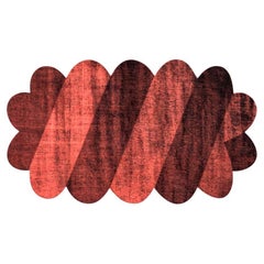 Modern Irregular Shape Rug Twist Organic Pattern Pink & Burgundy Dark Red