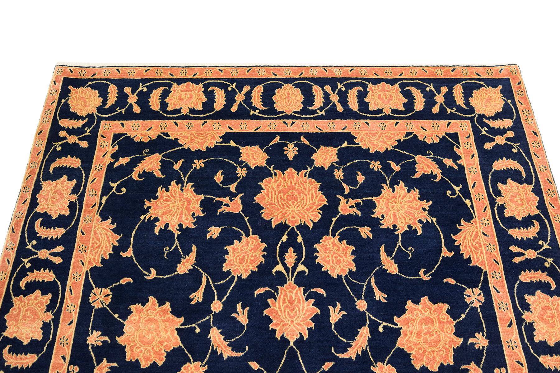 Modern Isfahan (282cm x 192cm, navy blau, neu) (Handgeknüpft) im Angebot