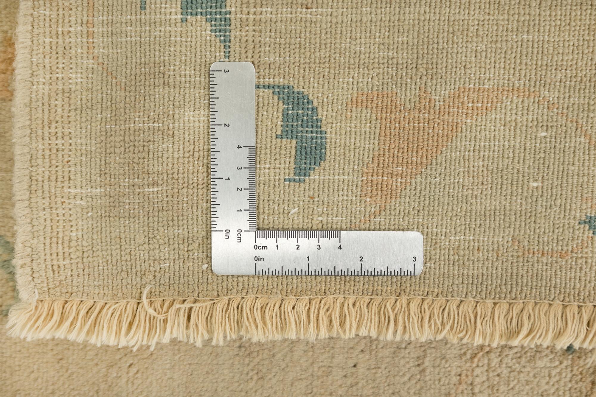 Moderner Isfahan Teppich, handgeknüpft, 12.5x9.6 ft - Beige & Soft Blue im Angebot 2