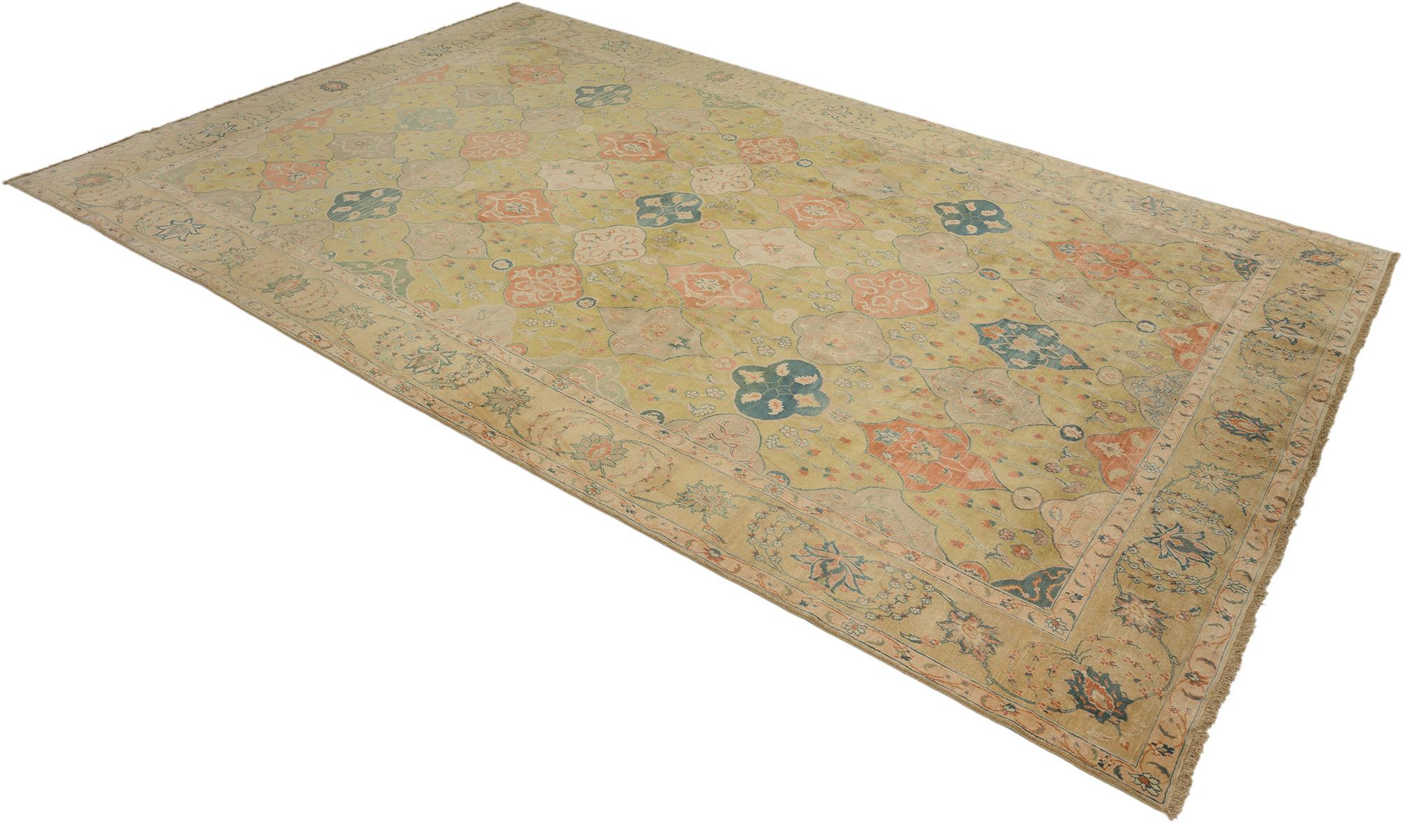 Moderner Isfahan Teppich, handgeknüpft, 17.1x12.6 ft - Beige, Rot, Blau & Hellgrün (Persisch) im Angebot