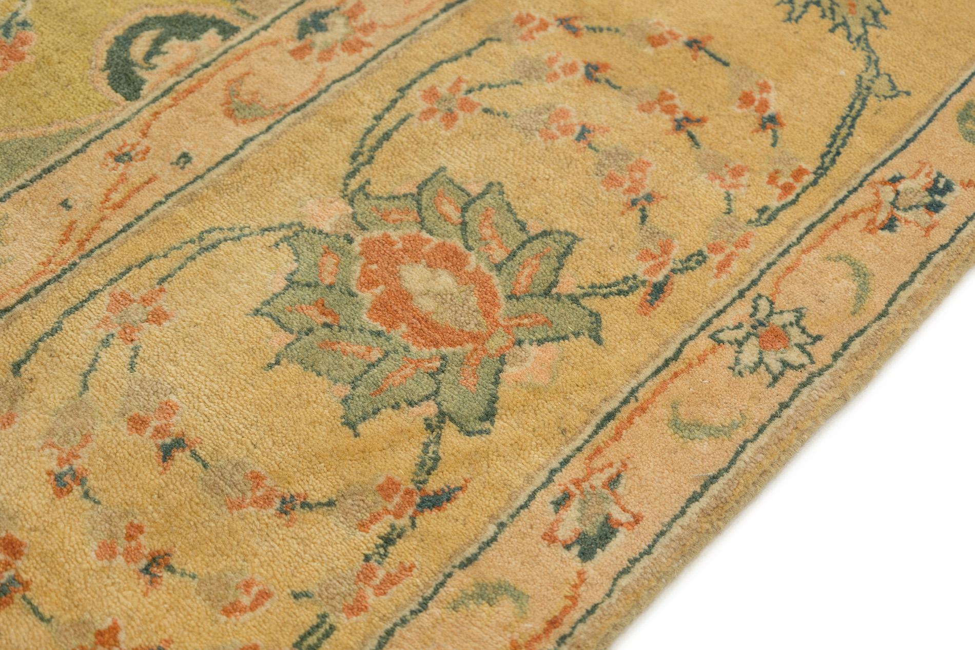 Moderner Isfahan Teppich, handgeknüpft, 17.1x12.6 ft - Beige, Rot, Blau & Hellgrün (20. Jahrhundert) im Angebot