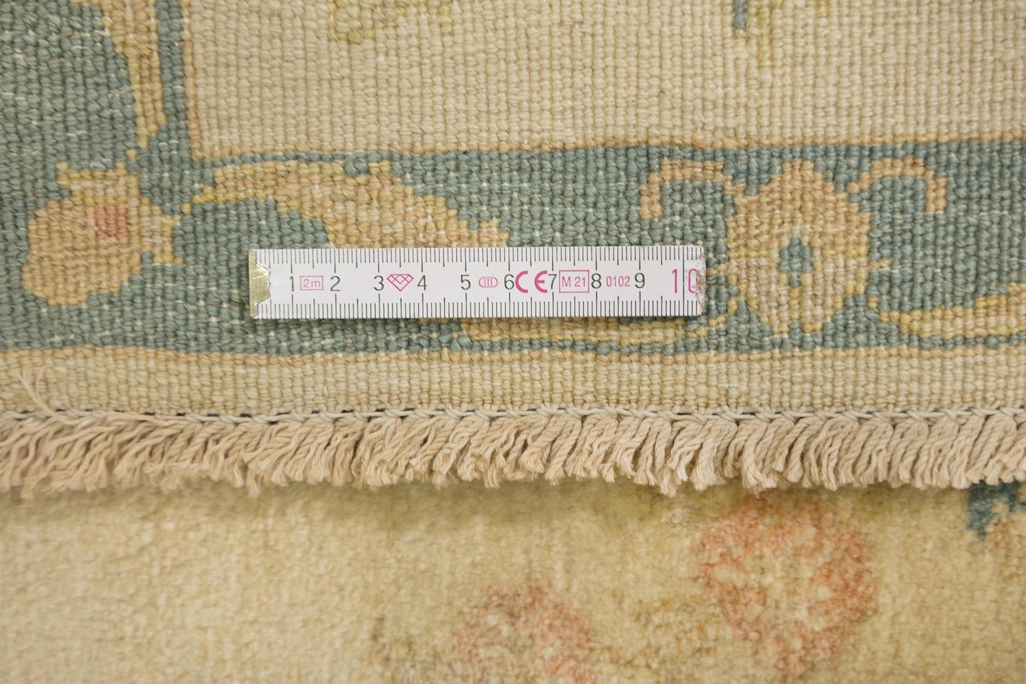 Moderner Isfahan Teppich, handgeknüpft, 9.3 × 6.6 ft - Beige, Teal und Soft Rose im Angebot 2