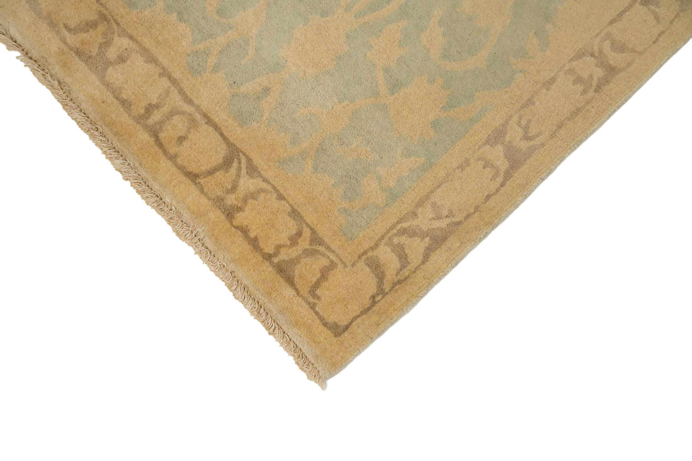 Tapis de course moderne Isfahan, noué à la main, 10.2 × 3.4 ft - Beige, Green and Brown Neuf - En vente à North Bergen, NJ